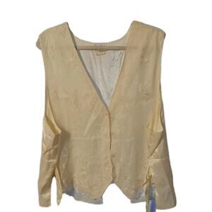 Clio II Cream Vest Sz.3X Vintage Tie Back Button Up